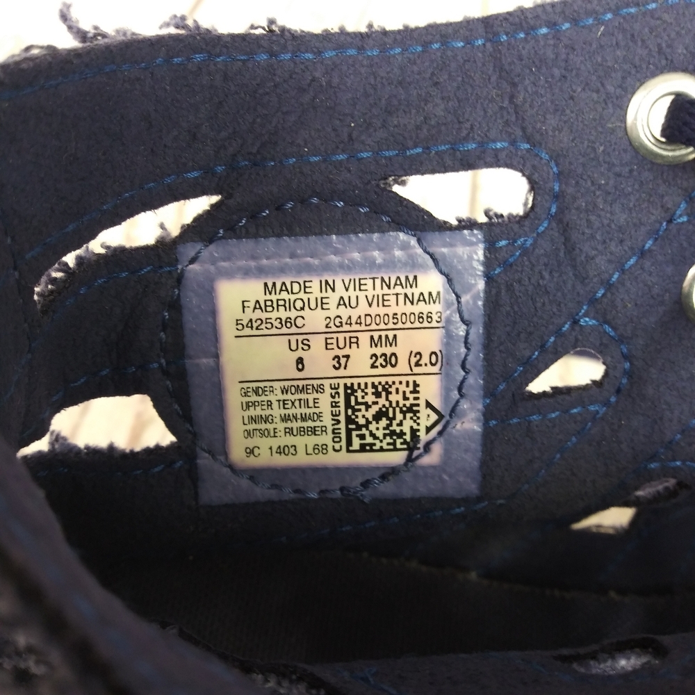 Converse CT All Star Hi-Ness Cut Out Wedge Shoes Blue Sneakers Women's Size 6 - Picture 9 of 10